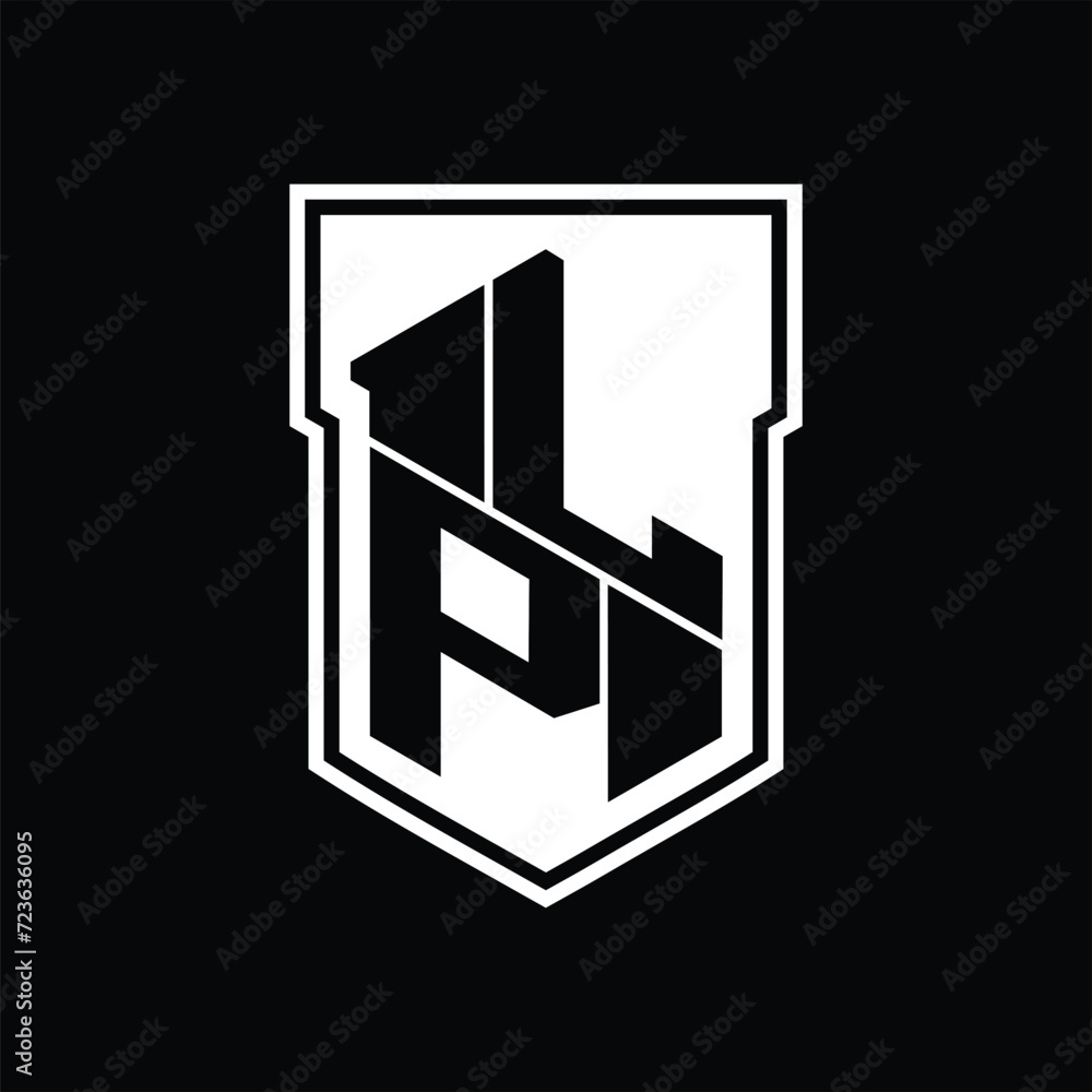 LP Logo monogram hexagon geometric up and down inside shield isolated style design template LP Logo monogram hexagon geometric up and down inside shield isolated style design template