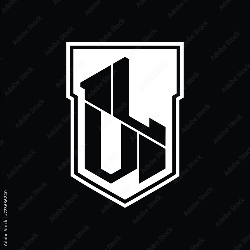 LV Logo monogram hexagon geometric up and down inside shield isolated style design template LV Logo monogram hexagon geometric up and down inside shield isolated style design template
