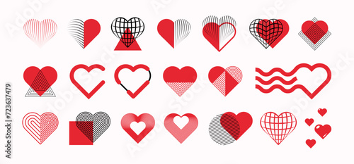 Set of abstract hearts icon, love logo design symbol photo
