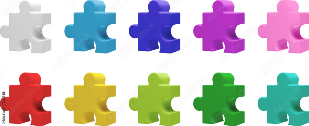 Jigsaw puzzle pieces. Bright colored 3d parts connect together as team partnership concept illustration. Elements fit and match to build strategy or community Jigsaw puzzle pieces. Bright colored 3d parts connect together as team partnership concept illustration. Elements fit and match to build strategy or community