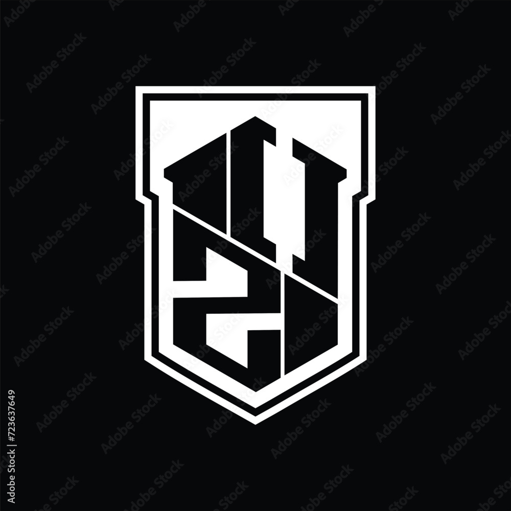 OZ Logo monogram hexagon geometric up and down inside shield isolated style design template OZ Logo monogram hexagon geometric up and down inside shield isolated style design template