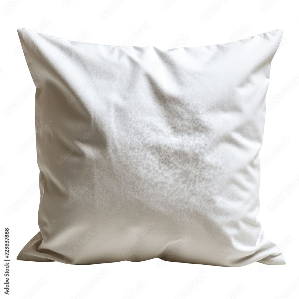 White Pillow in Interior Decor Isolated on Transparent or White Background, PNG