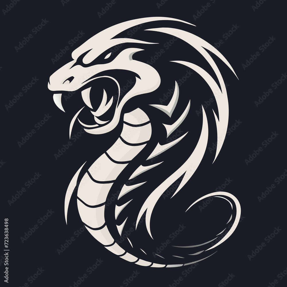black and white Logo illustration of a Snake black and white Logo illustration of a Snake