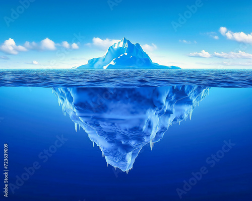 Iceberg Underwater Sea Ice: Water Blue Ocean in Antarctic Cold Sky Glacier Arctic Environment Snow Berg Warming Global