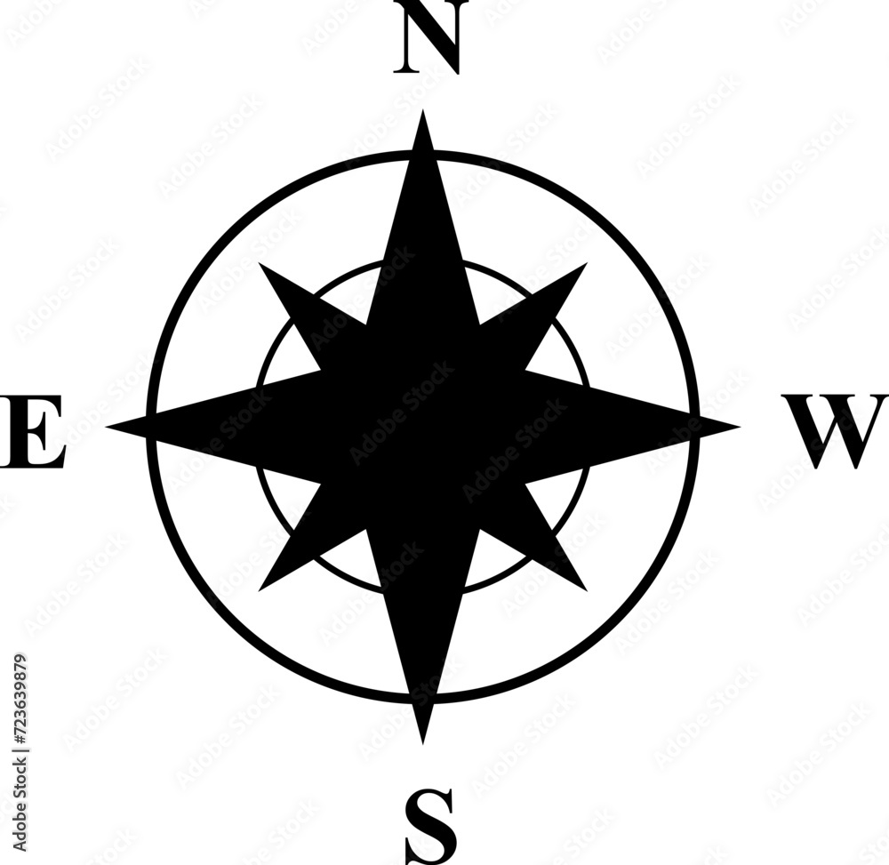 Vector compass icons of north, south, east and west direction. Vector illustration. Vector compass icons of north, south, east and west direction. Vector illustration.