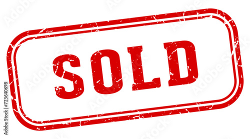sold stamp. sold rectangular stamp on white background