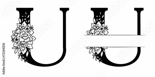 Alphabet Split Monogram, Split Letter Monogram, Alphabet Frame Font. Laser cut template. Initial monogram letters.