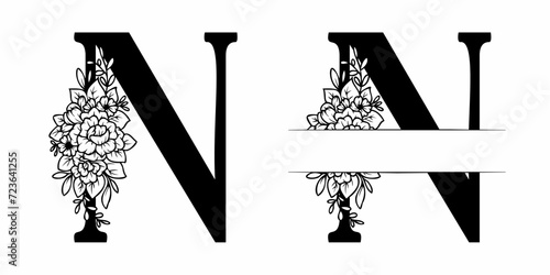 Alphabet Split Monogram, Split Letter Monogram, Alphabet Frame Font. Laser cut template. Initial monogram letters.
