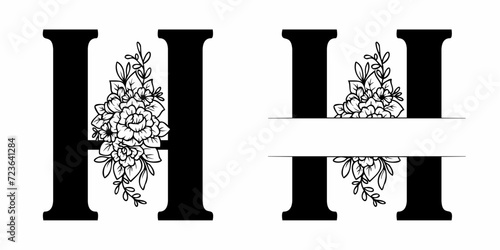 Alphabet Split Monogram, Split Letter Monogram, Alphabet Frame Font. Laser cut template. Initial monogram letters.