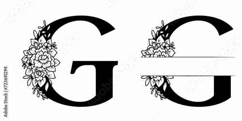 Alphabet Split Monogram, Split Letter Monogram, Alphabet Frame Font. Laser cut template. Initial monogram letters.
