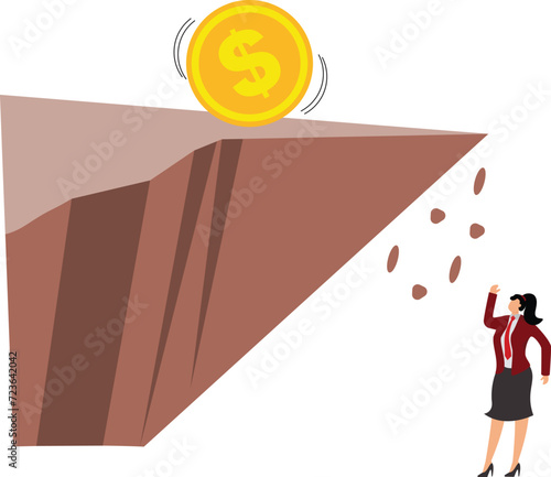 Escaping, Inflation Economics, Dollar Sign, Moving Down, Falling, Businesswoman