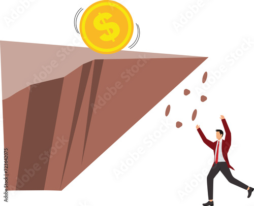 Escaping, Inflation Economics, Dollar Sign, Moving Down, Falling, Businessman