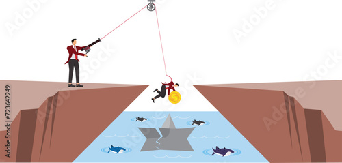 Warning sign, Paper Boat, Men, Water, Danger, Horror, Businessman