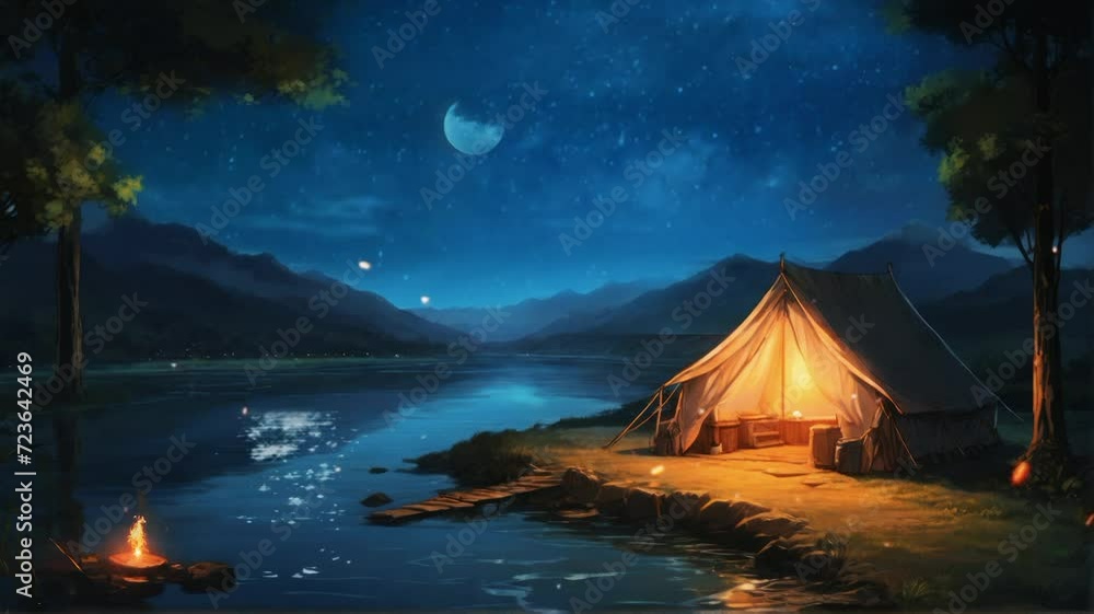 camping in the night