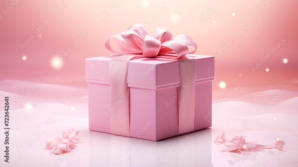 pink gift box mockup on a white background
