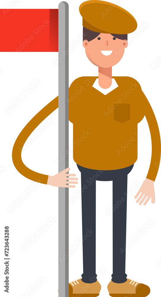 Boy with Cap Character Holding Flag Pole
Boy with Cap Character Holding Flag Pole