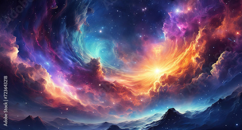 Awesome Stars and galaxies in outer space cosmos art abstract colorful space background