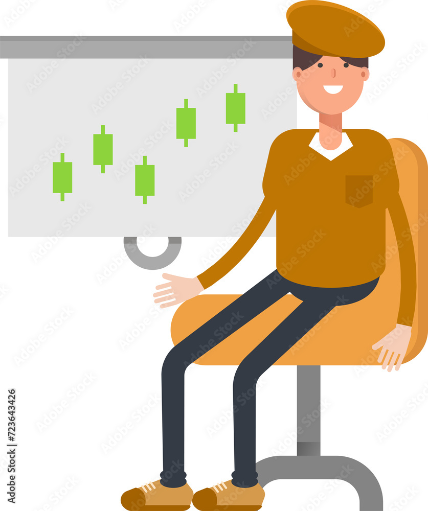Boy with Cap Character Presenting Candlestick Chart
Boy with Cap Character Presenting Candlestick Chart