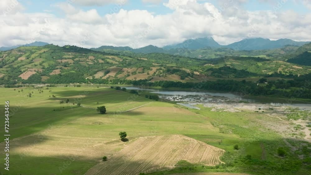 Aerial view of rice fields and agricultural land in the Philippines. Aerial view of rice fields and agricultural land in the Philippines.