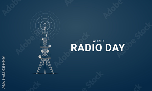 World Radio Day creative design for social media banner, poster 3D Illustration