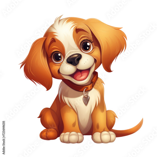 Cute cartoon puppy isolated on transparent background, png
