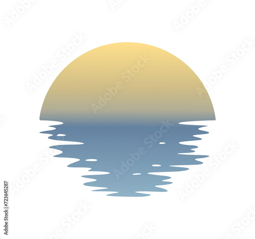 Night landscape with moon and lake.