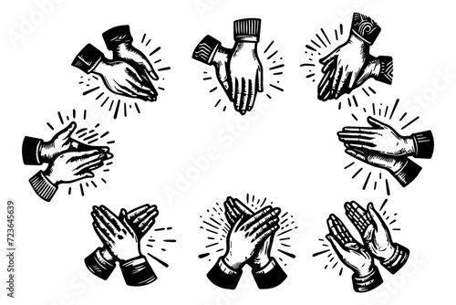 doodle hands up,Hands clapping. applause gestures. clapping. vector illustration photo