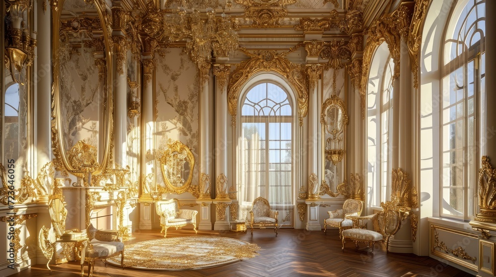 Obraz na płótnie Luxury modern classic European style. Classic European style palace with gold and white colors w salonie