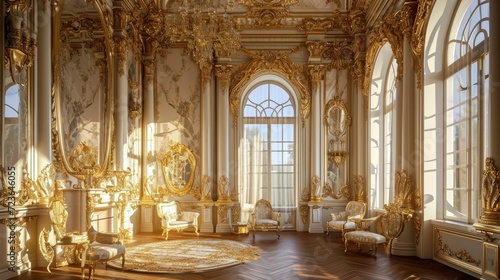 Luxury modern classic European style. Classic European style palace with gold and white colors