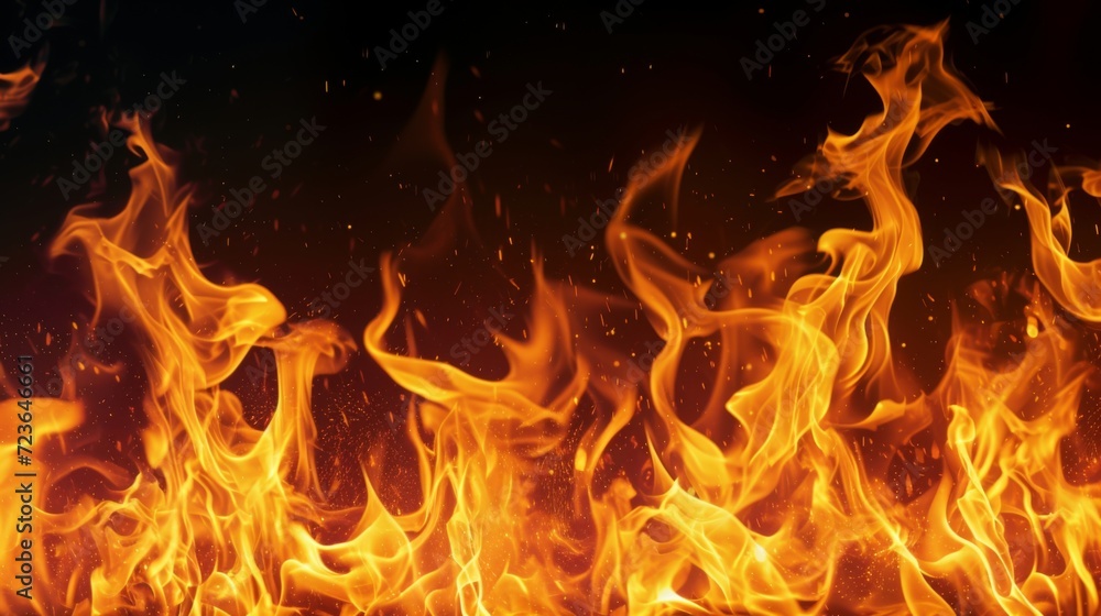 Fire flame on black background Fire flame on black background