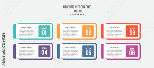 Vector Infographic label design template with icons and 6 options or steps. Can be used for process diagram, presentations, banner, info graph.