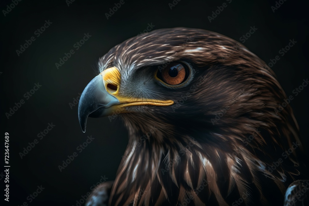 Portrait brown eagle raptor. Avian wildlife hunter fauna species. Generate ai Portrait brown eagle raptor. Avian wildlife hunter fauna species. Generate ai