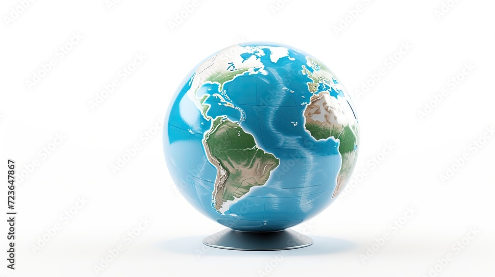3D Earth Globe with Pole and Information