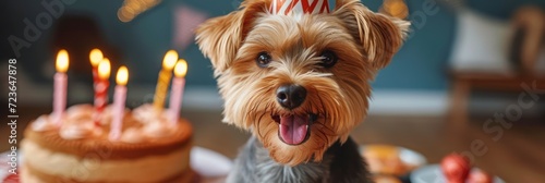 Happy Cute Scruffy Dog Celebrating Birthday, Desktop Wallpaper Backgrounds, Background HD For Designer