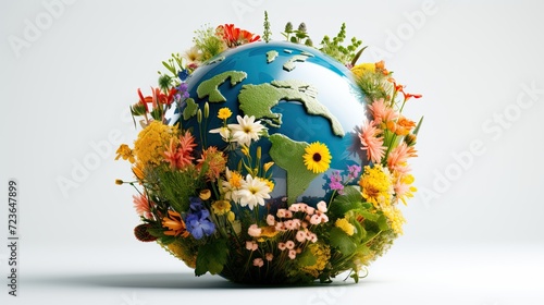 A beautiful, flower-covered world globe