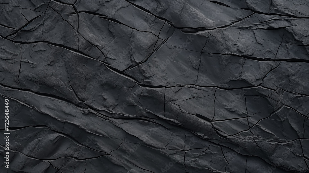 black background, stone texture with cracks, charcoal view for design - obrazy, fototapety, plakaty 