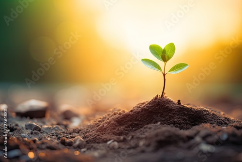 Growing Plant Sprouting from the Earth photo