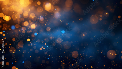 Gold Bokeh on a Defocused Blue Background