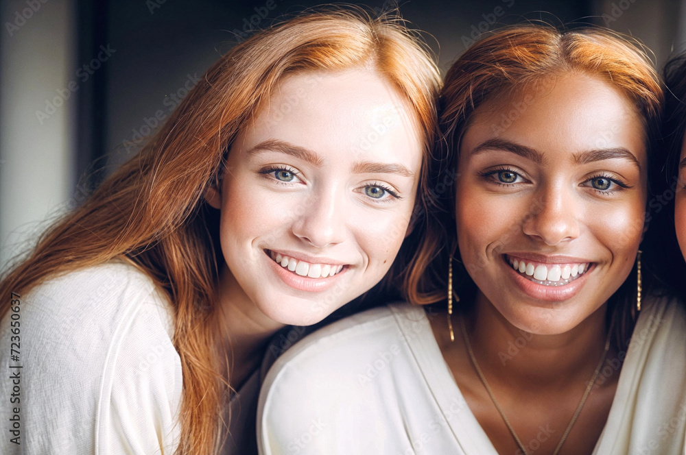 A diverse group of women are smiling at the camera. A diverse group of women are smiling at the camera.