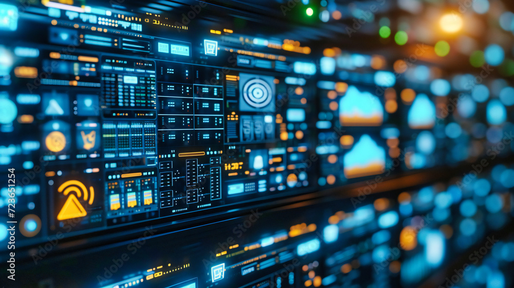 Naklejka premium Technology Computing Networking Information Server: Digital Communication Equipment with Storage System Connectivity Business