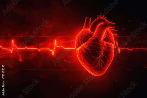heart shape with red cardio pulse line