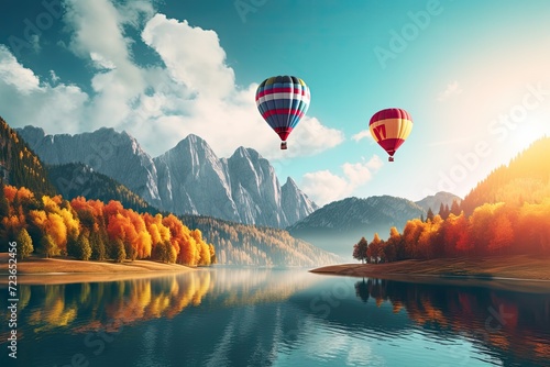 Fall Colors Over the Mountains - Stock Photo