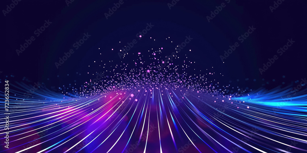 Obraz premium 3D Rendering of abstract wire cable tunnel with digital binary data transmitting.pink Glowing data cables transferring information. futuristic, Technology, machine learning, big data, virtualization