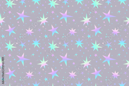 Seamless pattern of shiny holographic stars