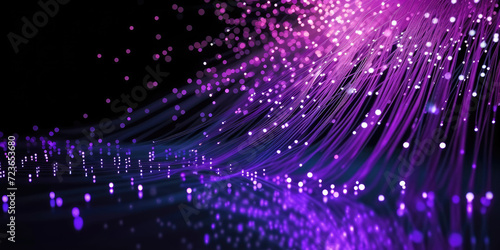 3D Rendering of abstract wire cable tunnel with digital binary data transmitting.pink Glowing data cables transferring information. futuristic, Technology, machine learning, big data, virtualization