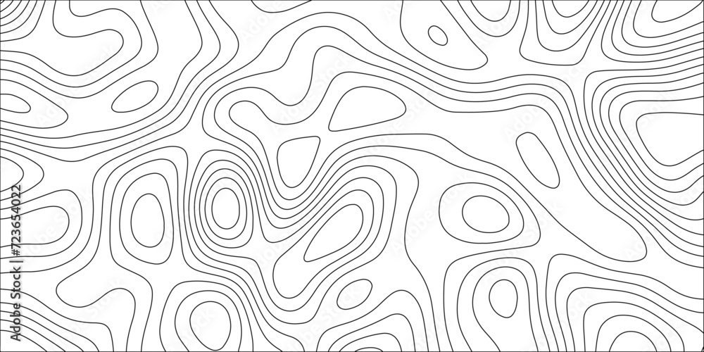 Contour map background. Geography scheme and terrain. Topography grid map. Stylized topographic contour map. Geographic line mountain relief. Abstract lines or wavy backdrop background.