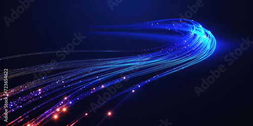 3D Rendering of abstract wire cable tunnel with digital binary data transmitting.blue Glowing data cables transferring information. futuristic,Technology, machine learning, big data, virtualization, 