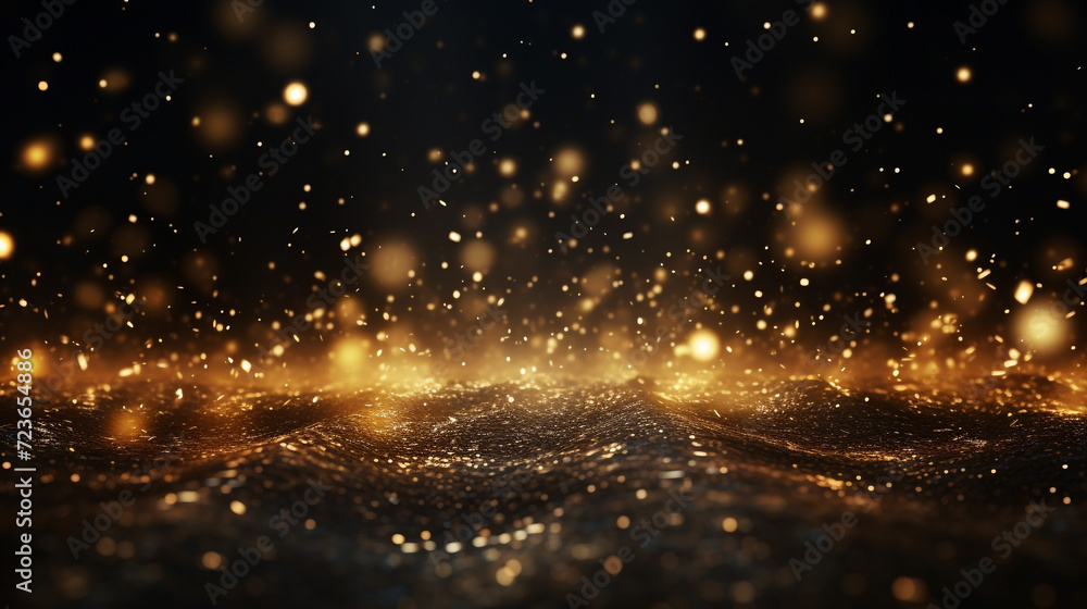 gold particles abstract background with shining