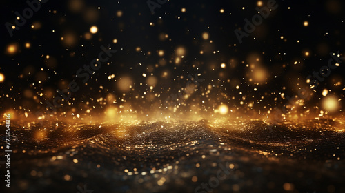 gold particles abstract background with shining
