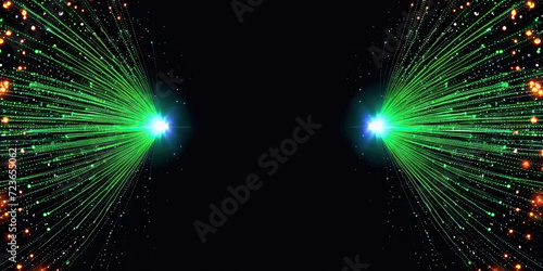 Fototapeta Naklejka Na Ścianę i Meble -  3D Rendering of abstract wire cable tunnel with digital binary data transmitting. green Glowing data cables transferring information. 
futuristic,Technology, machine learning, big data, virtualization